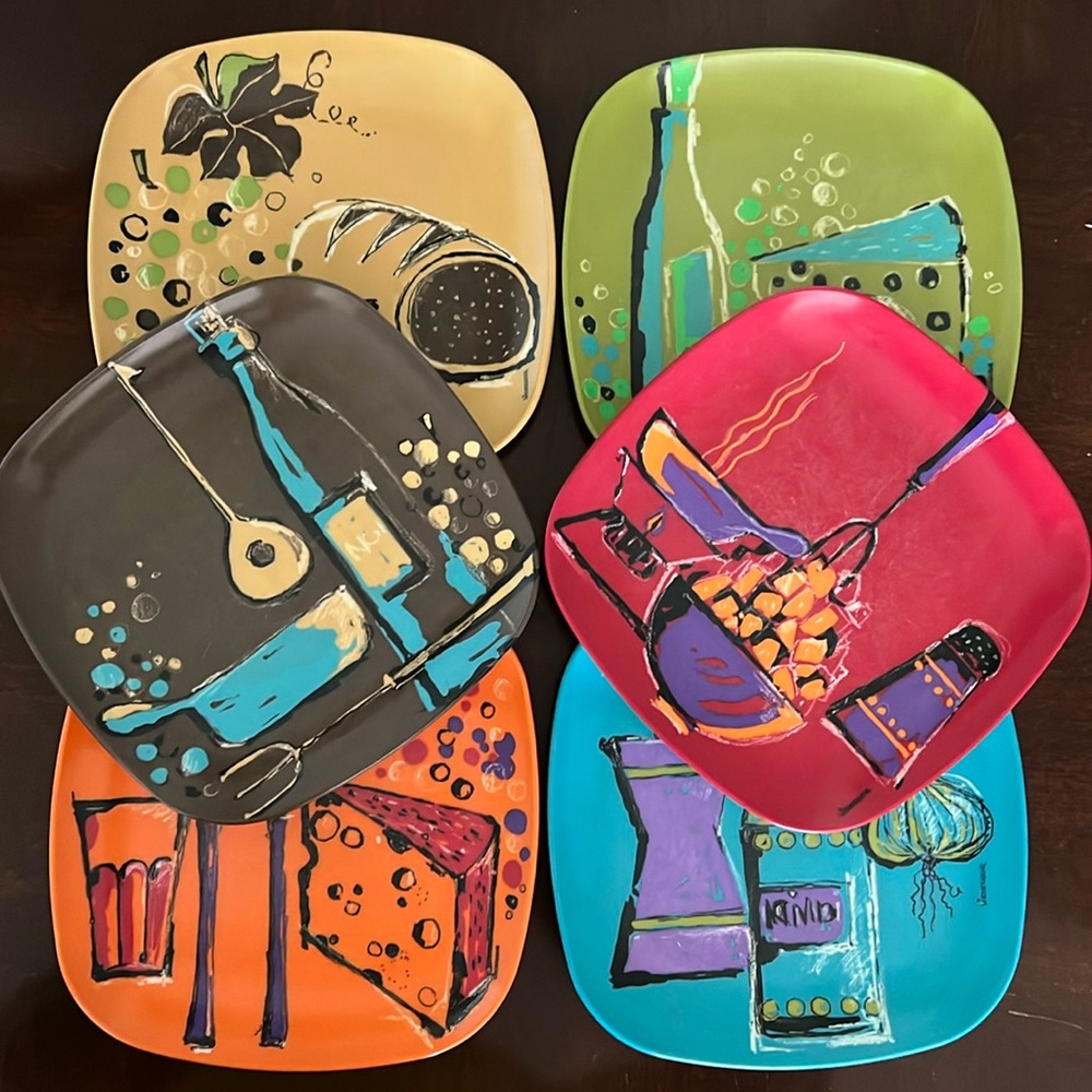 FISKARS FINLAND Melamine Retro Cocktail Plates Set of 6 - Picture 2 of 15